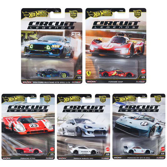 Hot Wheels Car Culture 2025 K Case CIRCUIT LEGENDS - 5 CAR SET
