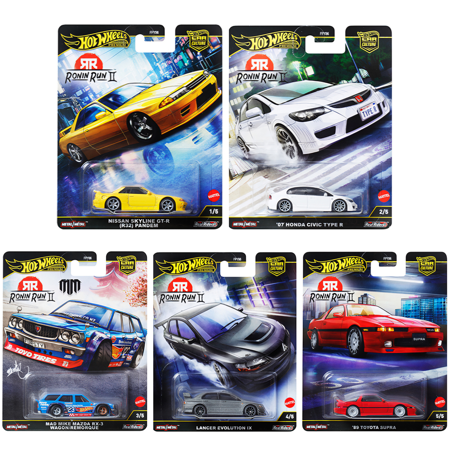 Hot Wheels Car Culture 2025 M Case RONIN RUN ll - 5 CAR SET