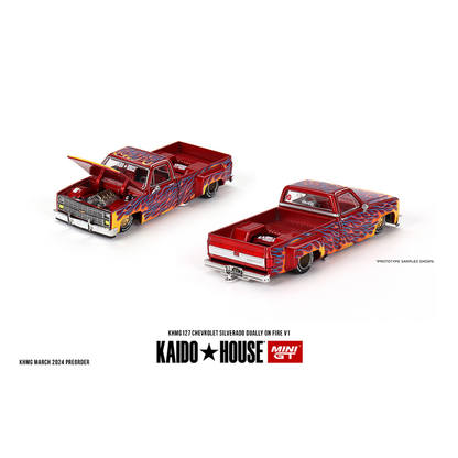 Kaido House X Mini GT Chevrolet Silverado Dually on Fire V1