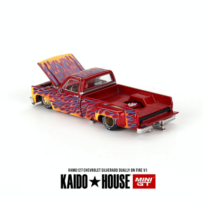 Kaido House X Mini GT Chevrolet Silverado Dually on Fire V1