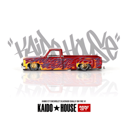 Kaido House X Mini GT Chevrolet Silverado Dually on Fire V1