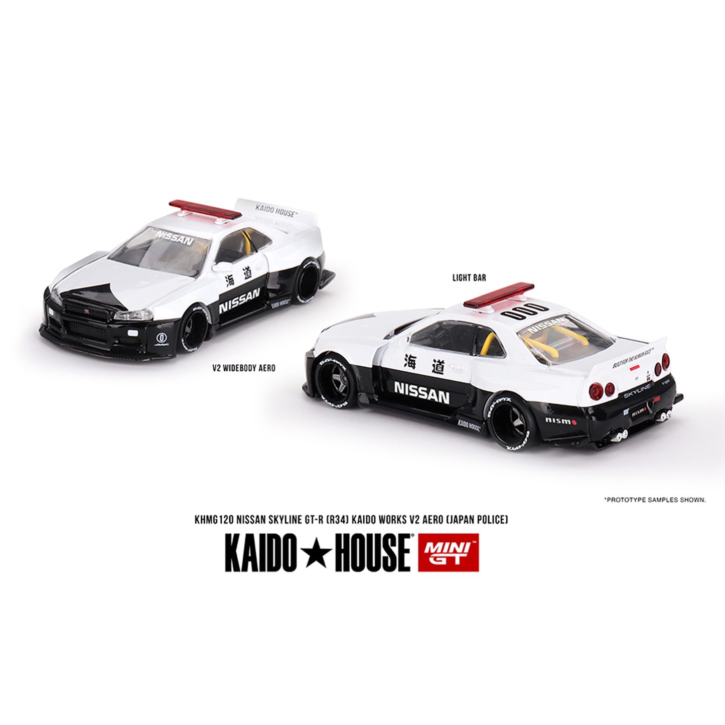 Kaido House X Mini GT Nissan Skyline GT-R R34 Kaido Works (V2 Aero) Police