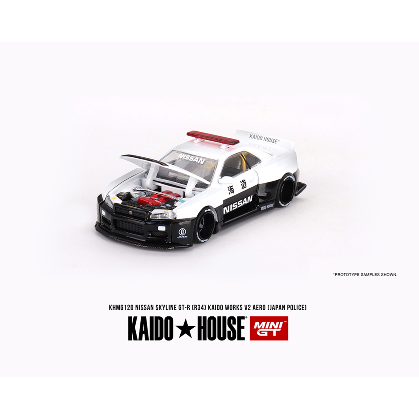 Kaido House X Mini GT Nissan Skyline GT-R R34 Kaido Works (V2 Aero) Police